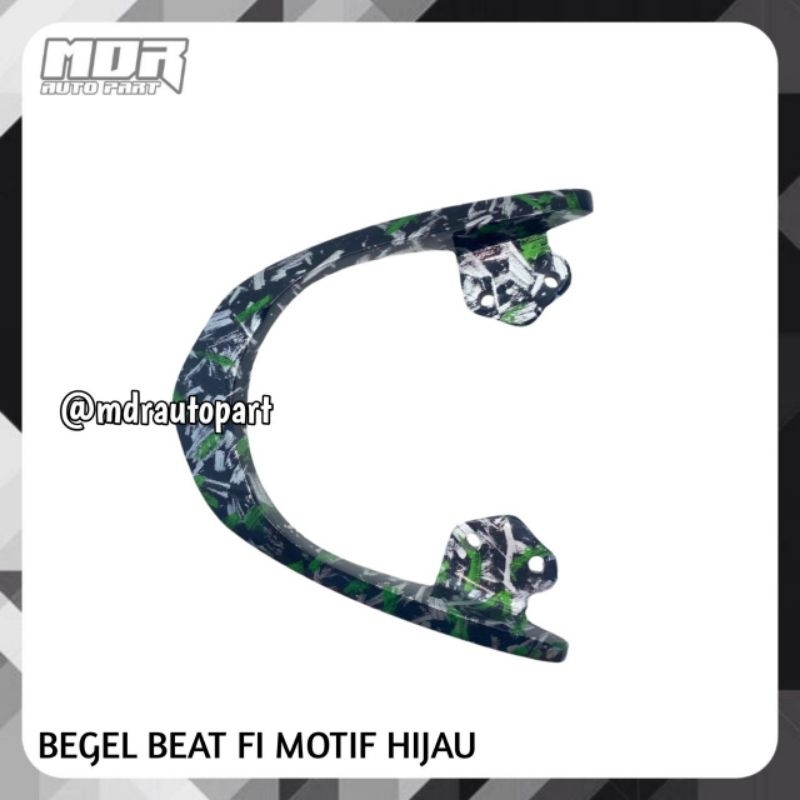 Behel begel planger jok belakang Honda Beat Fi Beat F1 carbon wtp motif hijau loreng
