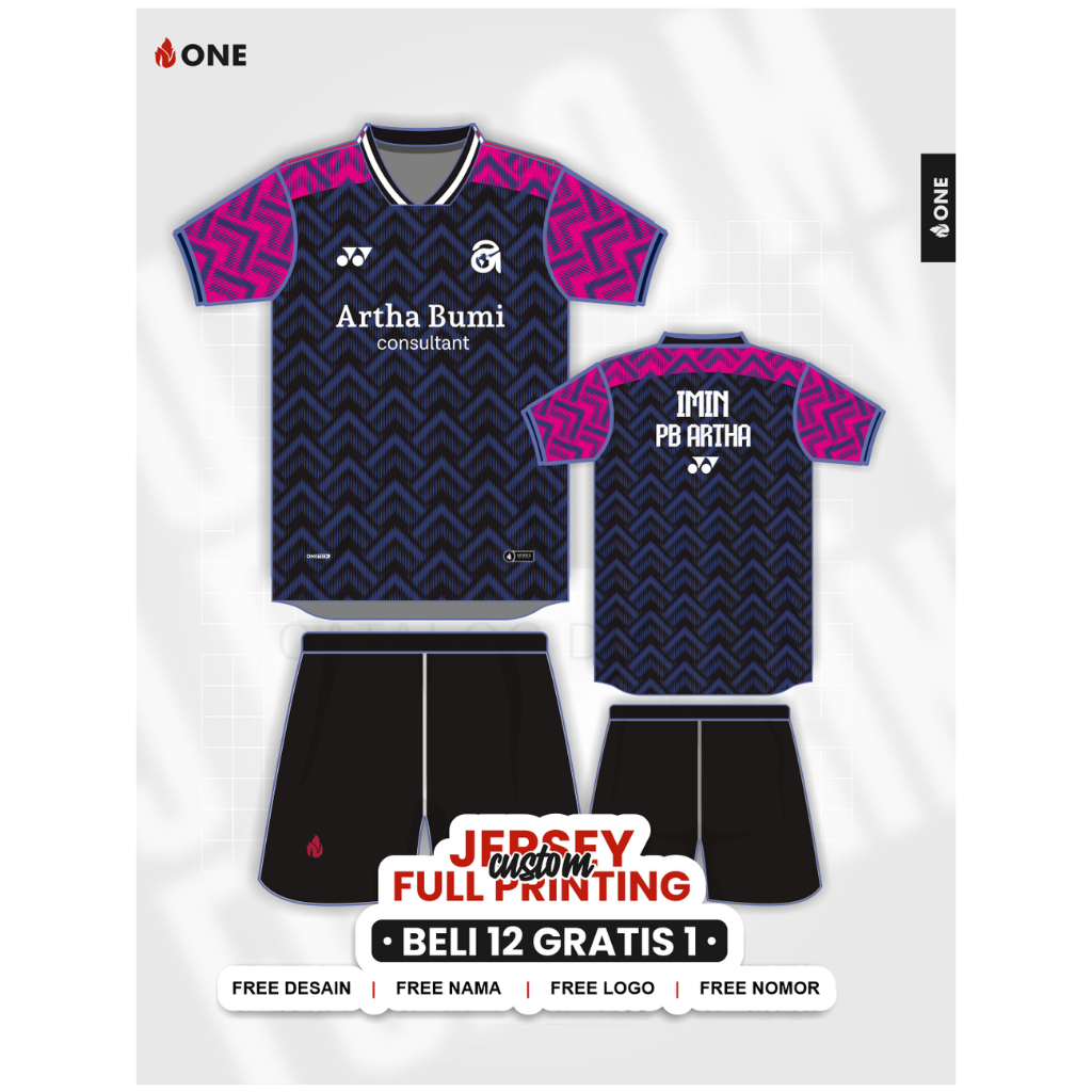ONE APPAREL - CUSTOM JERSEY STELAN FULL PRINTING - FUTSAL, SEPAKBOLA, VOLI, BASKET - FREE DESAIN