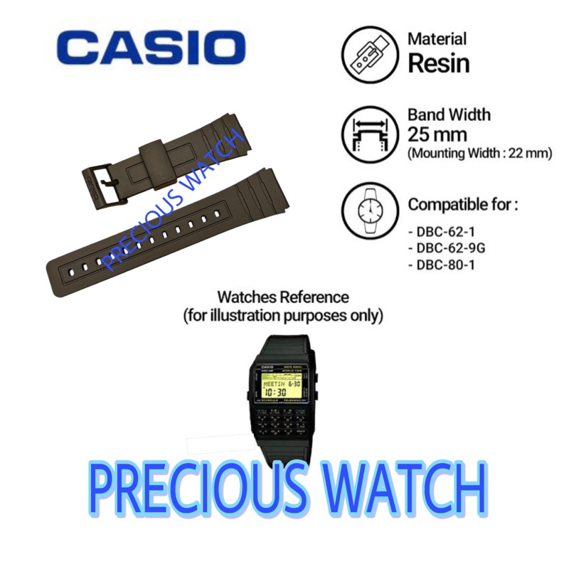 Tali Strap CASIO DBC-62 / DBC-80 25mm Black Resin