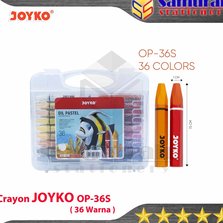 

Terjangkau Crayon Joyko OP36s Krayon Minyak isi 36 Warna Oil Pastel OP 36S For Drawing Water Resistant Non Toxic