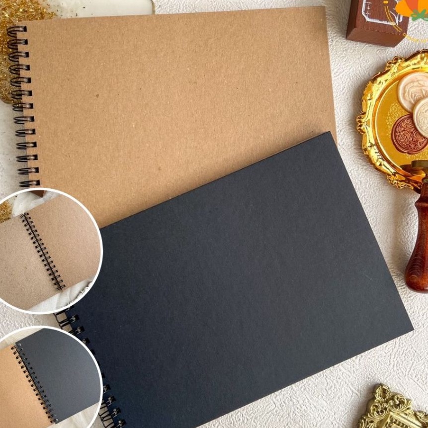 

KP8 2 lembar Scrapbook Polos buku journal buku coklat buku hitam dekorasi diari