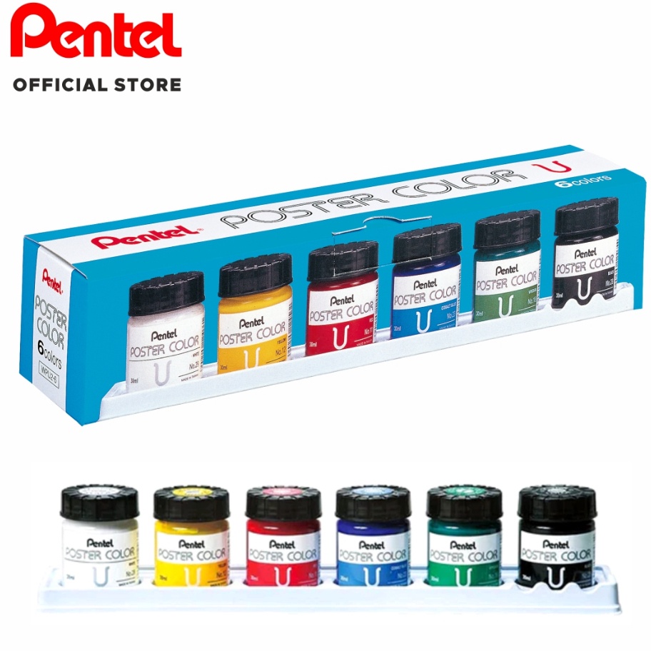 

KP8 Pentel poster color 3 ml set 6 WPU26E