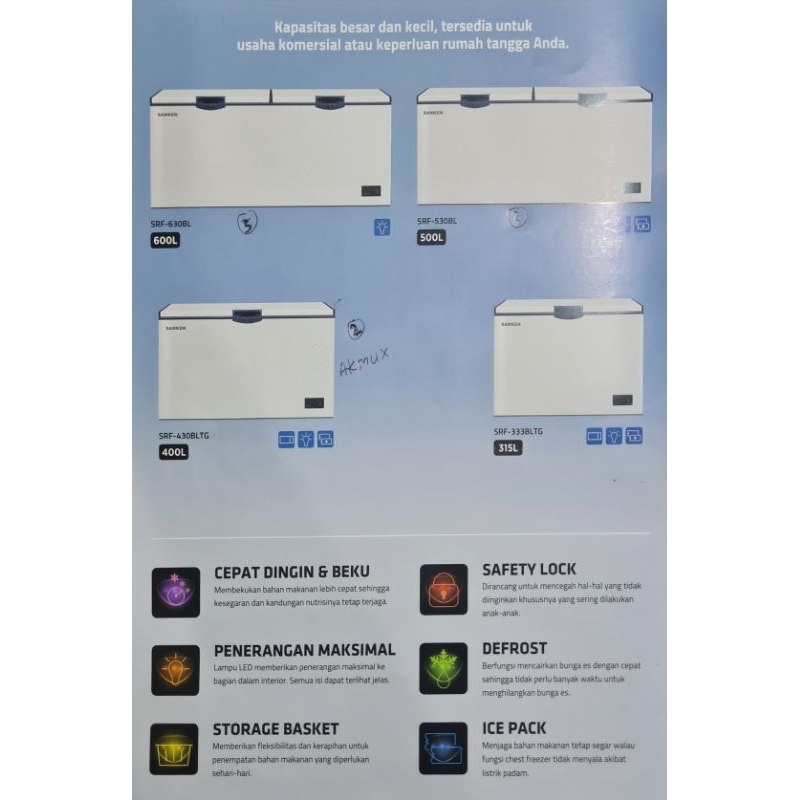 SANKEN CHEST FREEZER 400L SRF-430BLTG