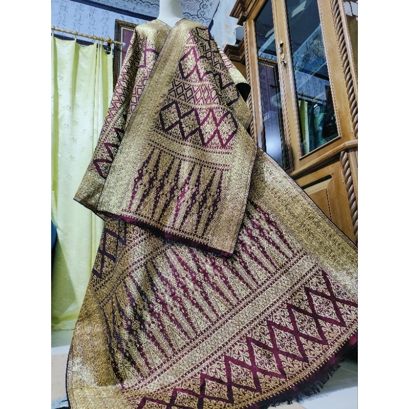 songket pandai Sikek benang dua bahan non sutra motif klasik
