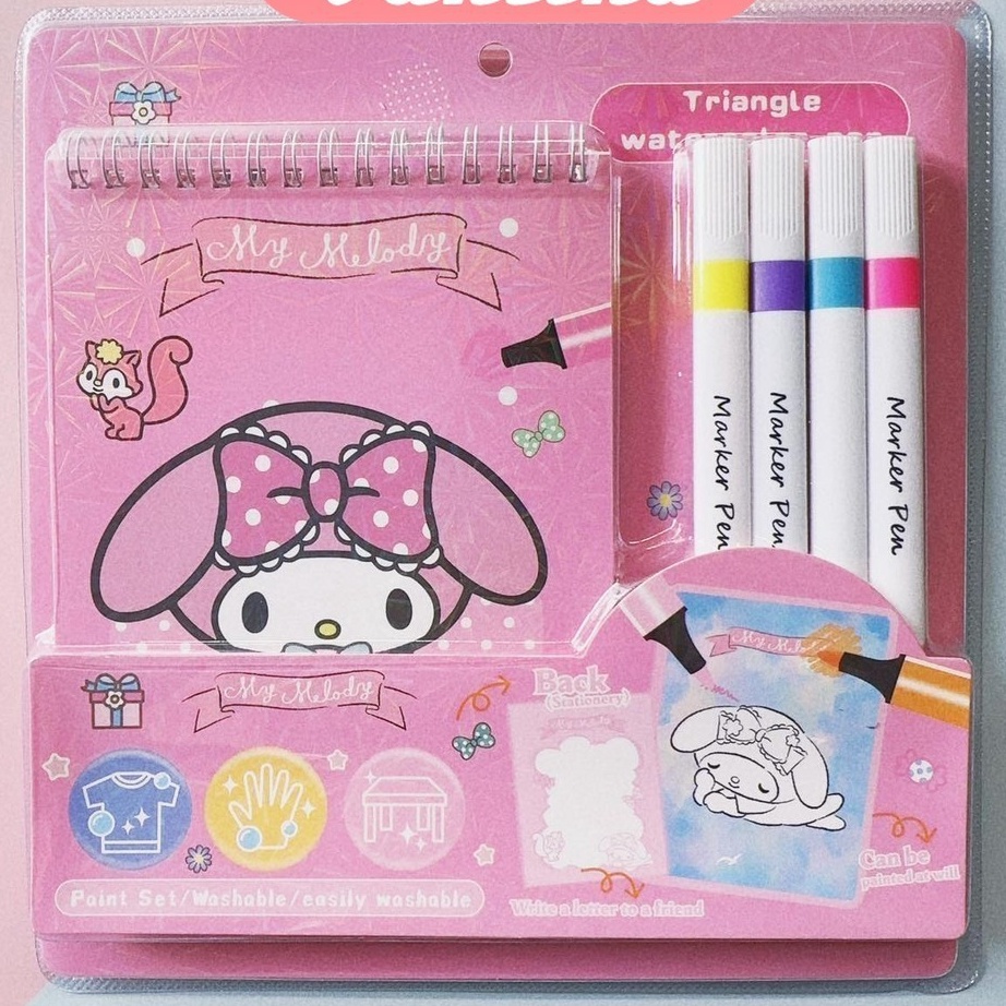 

Flash Sale paint set Buku gambar karakter kuromi anak Buku binder mewarnai free coloring book pen maker premium paint set easily washable kado souvenir ien