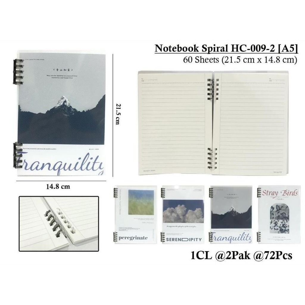 

WENGU NOTEBOOK SPIRAL SOFT RING NATURE - BUKU CATATAN SPIRAL 80 LEMBAR Hc-007-2 A5 B5