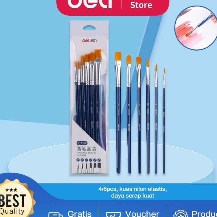 

Flash Sale Deli set kuas warna biru 46pcs pack kombinasi bentuk kuas untuk memenuhi kebutuhan melukis 738X