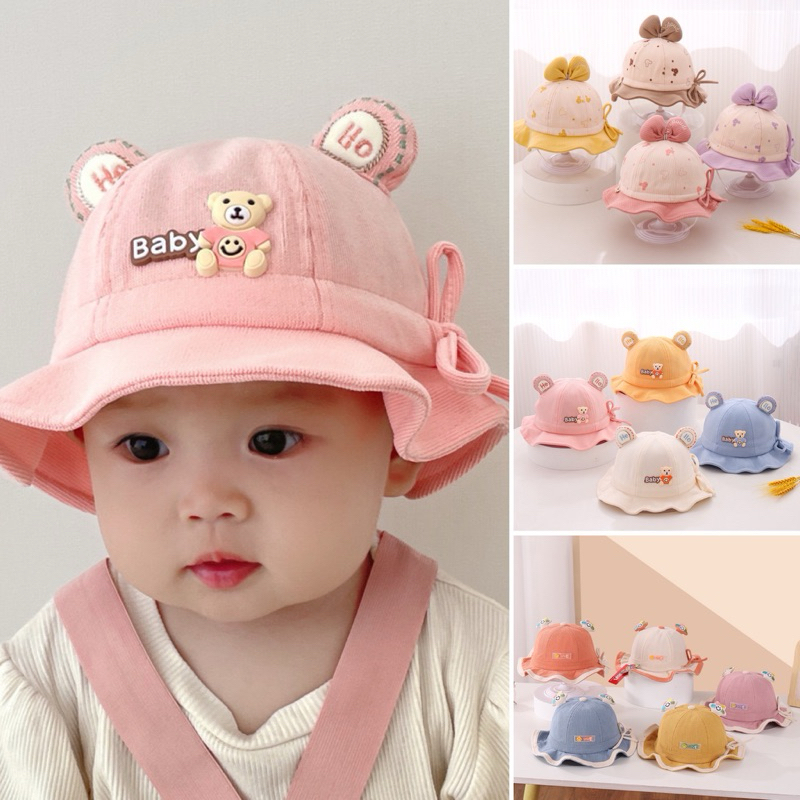 TOPI ANAK BAYI 0-2 TAHUN BALITA MODEL BUCKET SERUT BANYAK MOTIF / TOPI ANAK CEWEK COWOK LUCU