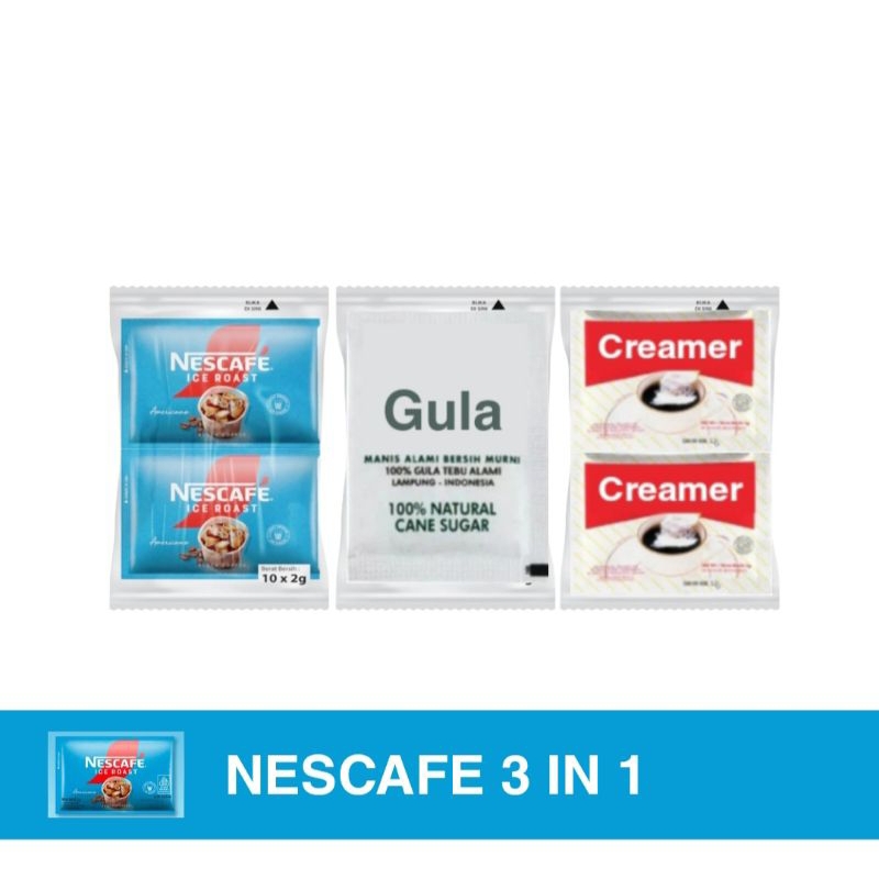 

NESCAFE 3 IN 1 Nescafe Ice Roast Kopi Instan Americano Gula + Creamer