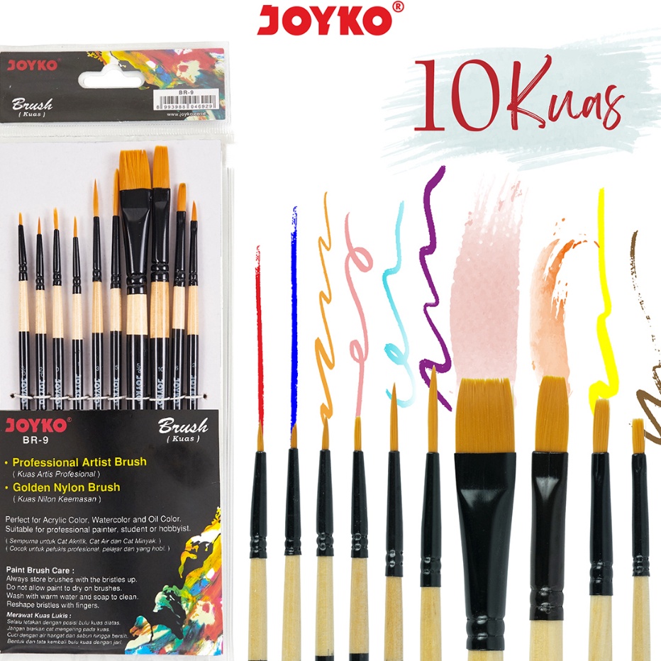 

HJ6 Joyko Brush SET Acrylic Watercolour Kuas Lukis Joyko SET Cat Akrilik Air Poster BR9