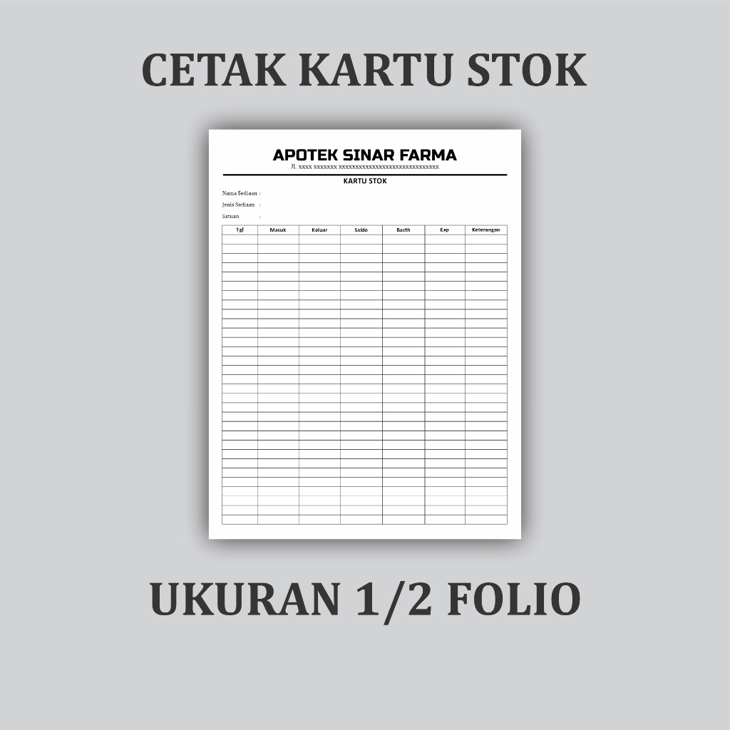 

CETAK LEMBAR STOK CUSTOM UKURAN 1/2 FOLIO