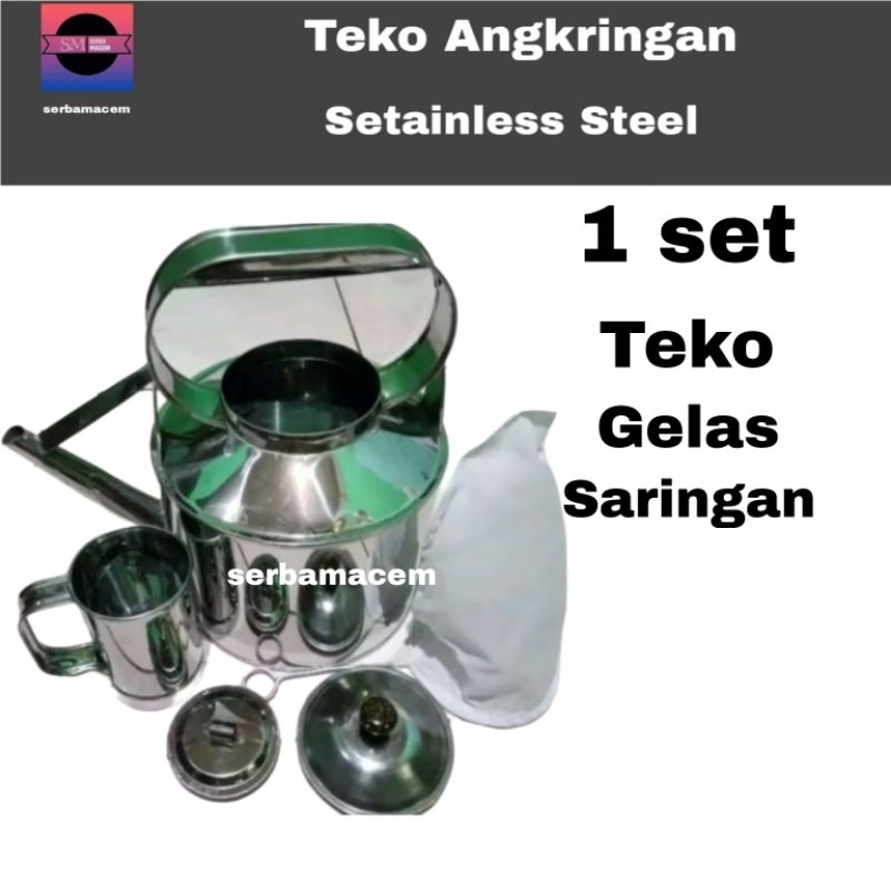 TEKO ANGKRINGAN/CERET TEKO ANGKRINGAN BAHAN STAINLESS TEBALL (1SET)