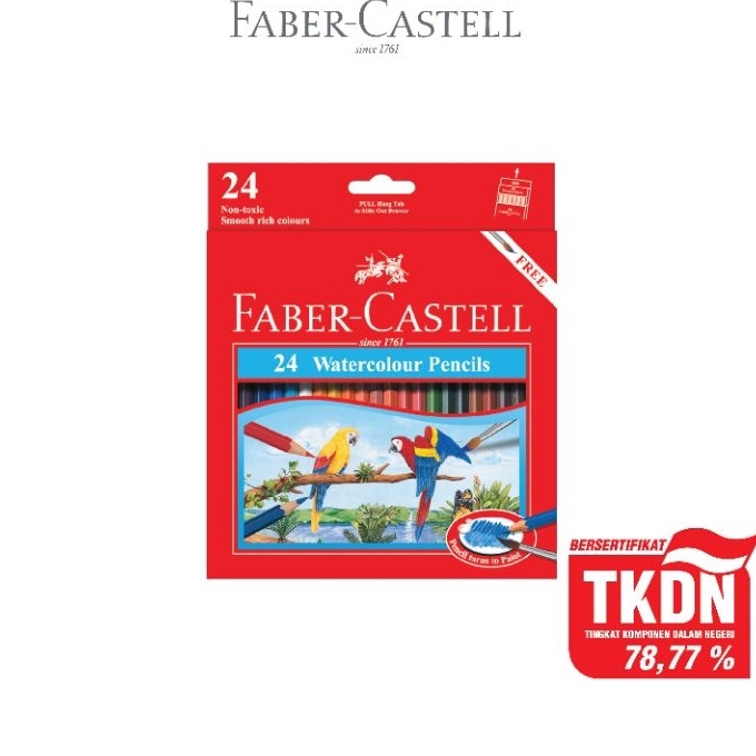 

HJ6 FaberCastell Pensil Warna Watercolour Pencil set 24 Panjang Free Kuas