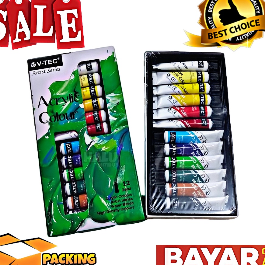 

Super BISA COD 1 Pcs Cat Acrylic 12 Warna VTEC Cat Akrilik Cat Lukis Alat Lukis Alat Mewarnai Alat Menggambar