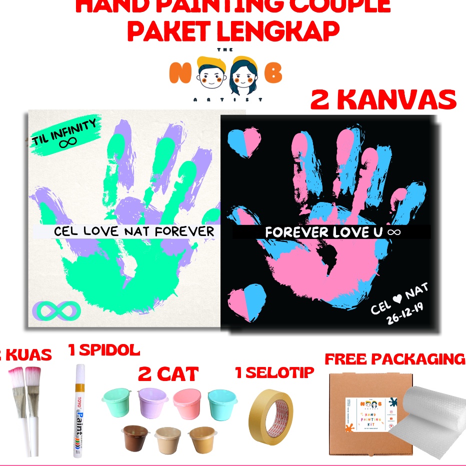 

Bonus Hand Painting Kit Canvas By The Noob Artist Hand Painting Couple Kanvas Tangan Couple Cap Tangan Couple