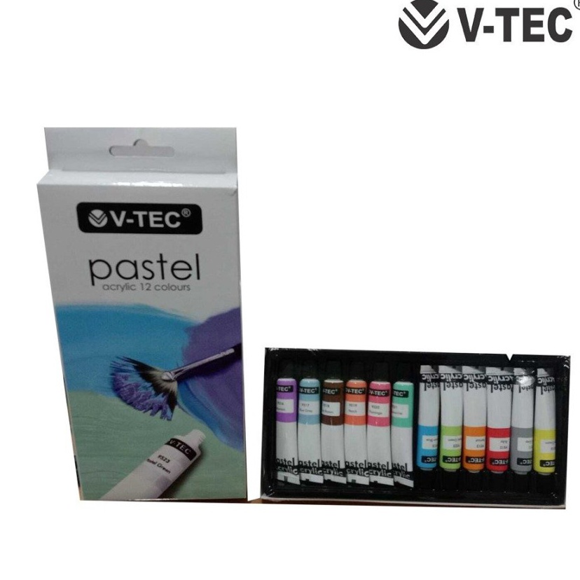 

Langka Cat Acrylic Pastel Colour VTEC Cat Akrilik 12 Warna 6ml VTec