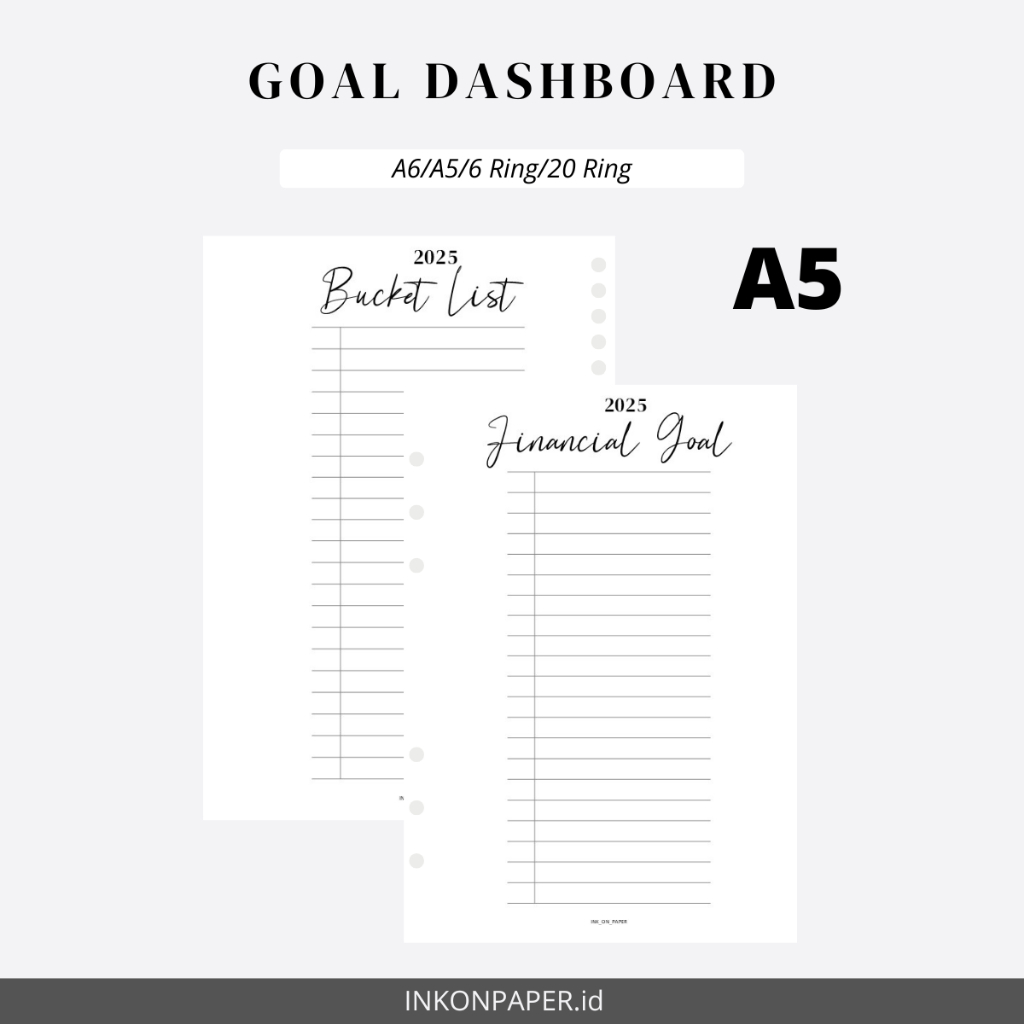 

A5 Planner Dashboard, Cover Planner, Goal Planner, Goal Dashboard by INK_ON_PAPER