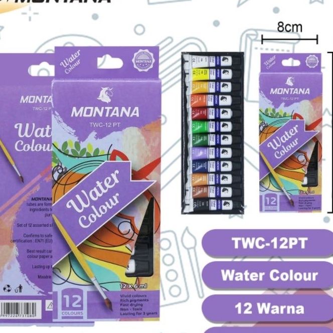 

KF7 Montana WaterColor 12 Warna Cat Air Montana Tube