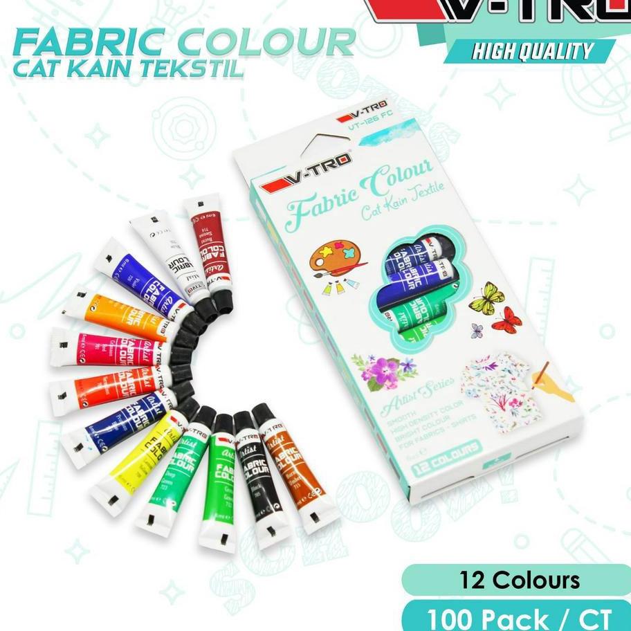 

KI3 VTRO CAT KAIN TEKSTILFABRIC PAINT 12WARNA X 6ML