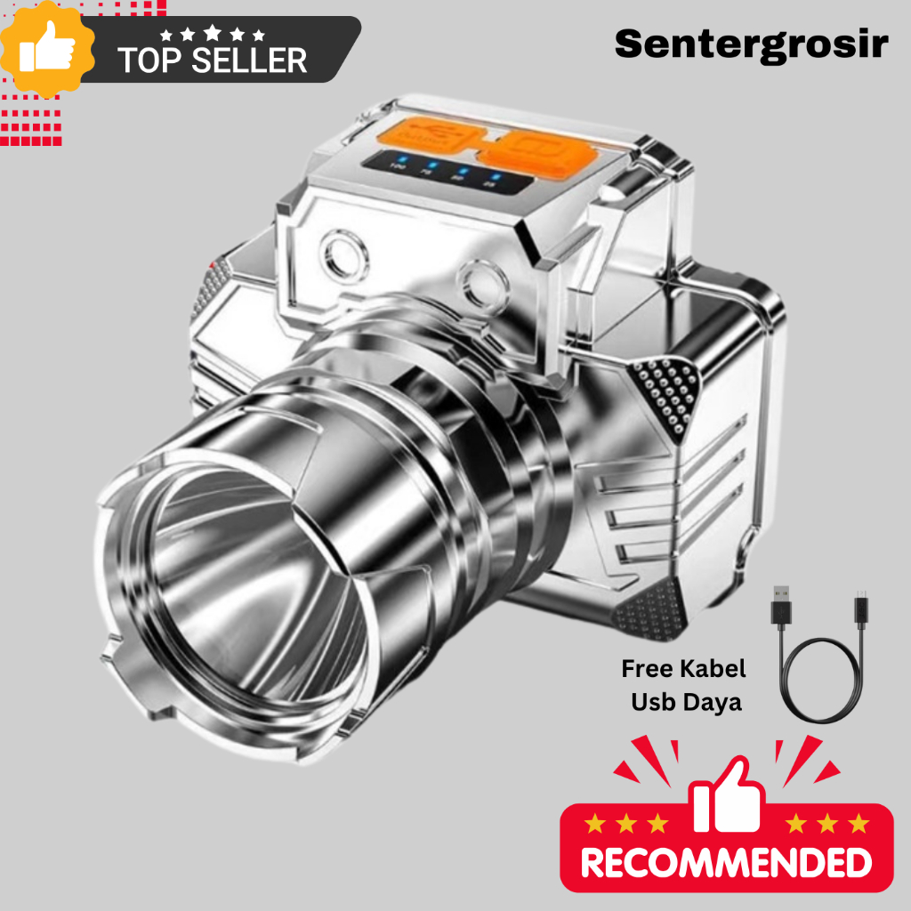 Best Premium Senter Kepala Super Terang Usb Led Headlamp Senter Camping 3mode Penerangan Terbaik Mur