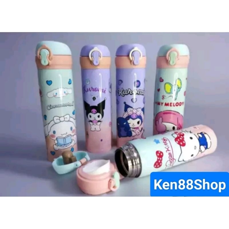 Botol Termos Stainless Kancing 400ML Karakter Sanrio / Botol Tumbler Stainless Steel / Termos Tahan 