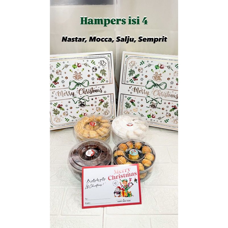

HAMPERS PREMIUM KUE KERING NATAL DAN TAHUN BARU ISI 4 TOPLES