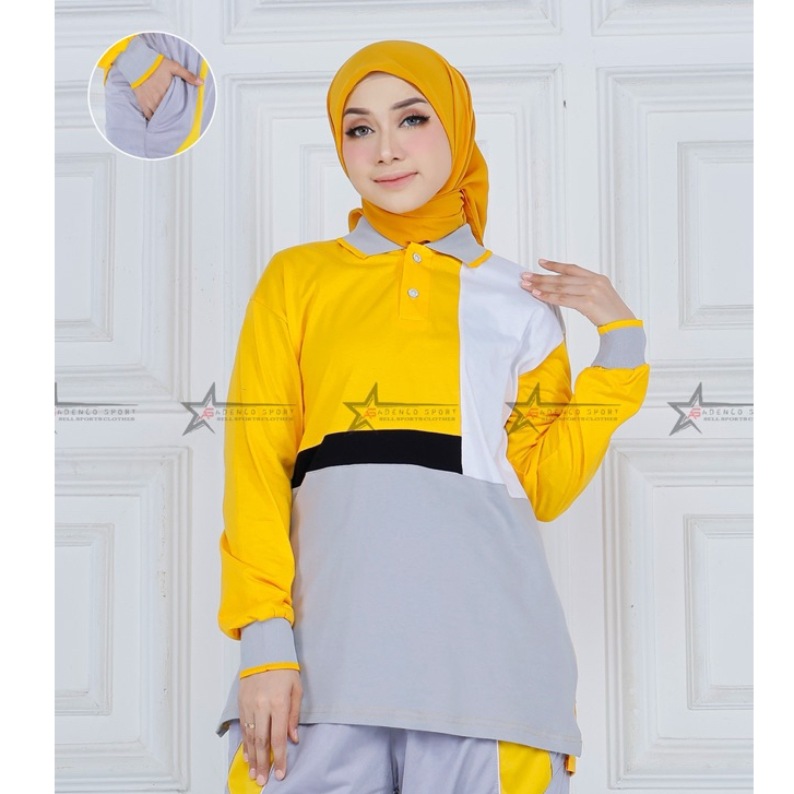 Atasan Baju Olahraga Senam Wanita Lengan Panjang / Kaos Senam / Baju Olahraga