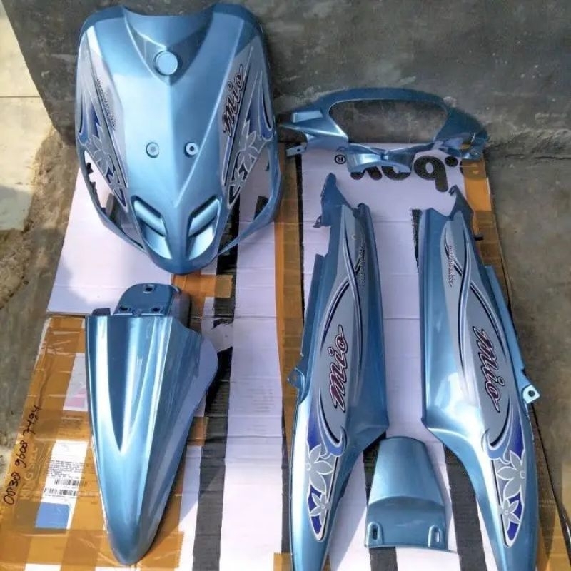 COVER BODY MOTOR MIO SPORTY BIRU LANGIT/MUDA FULLSET HALUS PLUS STRIPING