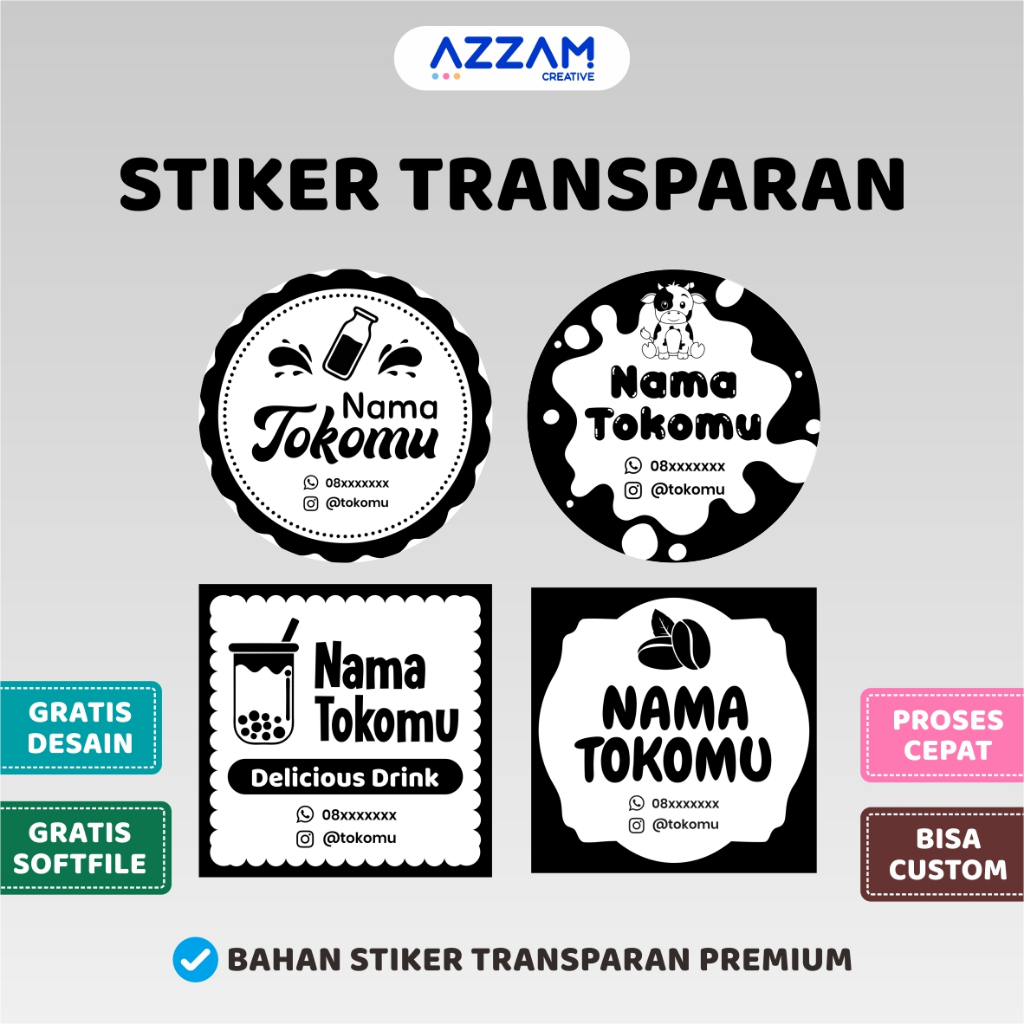 

STIKER TRANSPARAN / STIKER BENING / STIKER MINUMAN CUP / STIKER LABEL / STICKER LABEL / STIKER CUSTOM