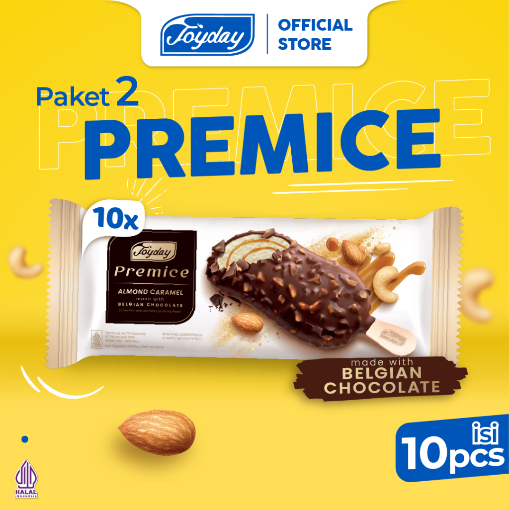 

PAKET 2 - Joyday Ice Cream Premice Almond Caramel - 10pcs Es Krim Stik