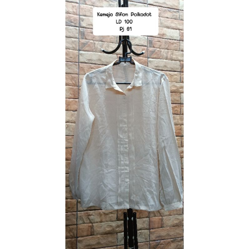 Kemeja Wanita Bahan Sifon Terawang Warna Putih Tulang