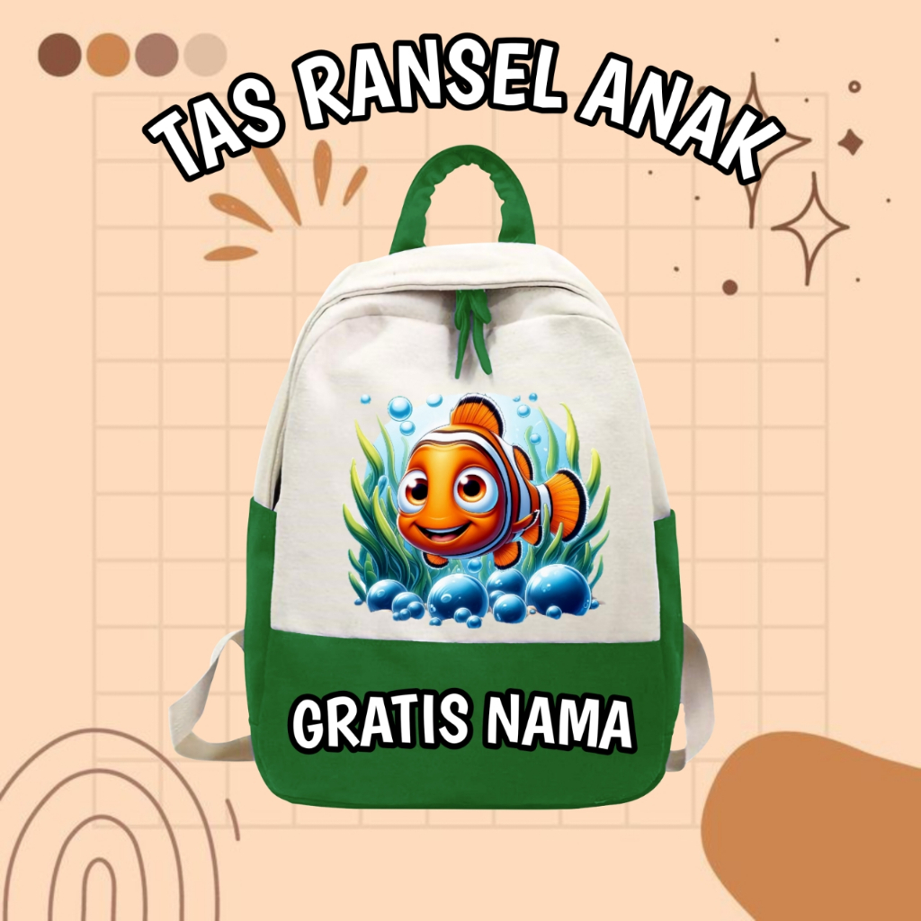 TAS RANSEL ANAK SEKOLAH TK SD MOTIF IKAN NEMO