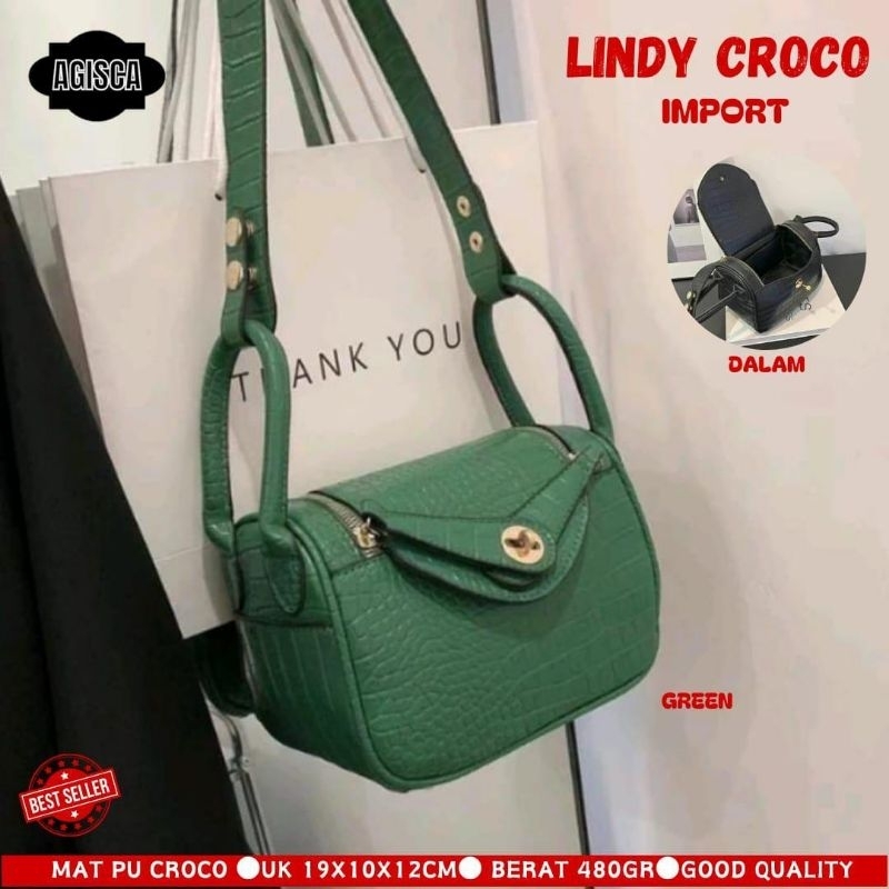 TAS SELEMPANG IMPORT WANITA BAHAN SINTESIS LINDY CROCO