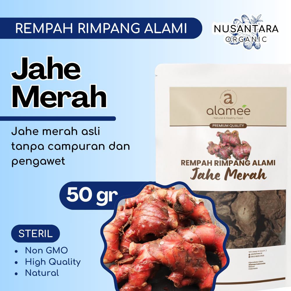 

ALAMEE Jahe Merah Kering 50 gram Iris Dried Red Ginger Rempah Rimpang Organik Bumbu Masakan Alami