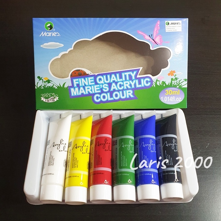 

Cat Akrilik Set 6 Acrylic Paint Set Maries 3 ml Warna Dasar