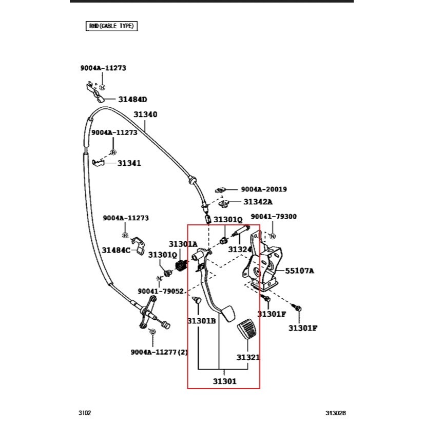Pedal kopling avanza xenia 2015 2016 2017 2018 ori