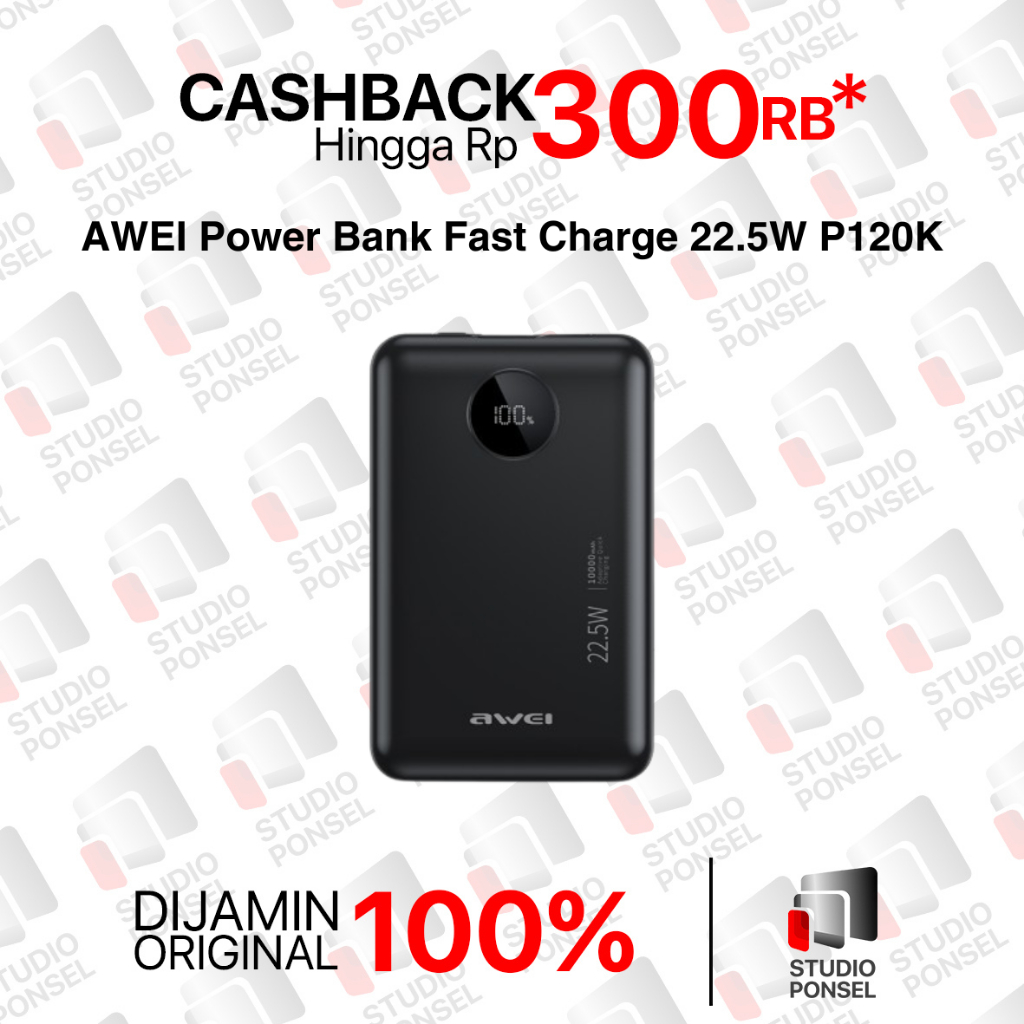 Awei Powerbank Fast Charge 10000mAh 22.5W 120K LED Display P120K