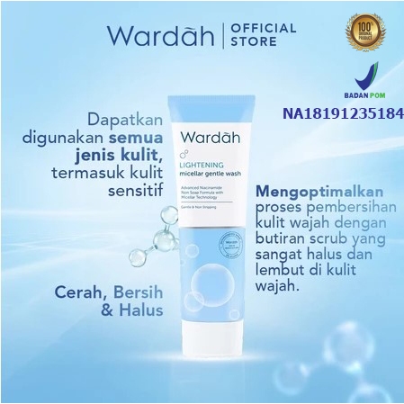 Wardah Lightening Gentle Exfoliator 50 ml | Pembersih Wajah / Pencuci muka Wardah Ori