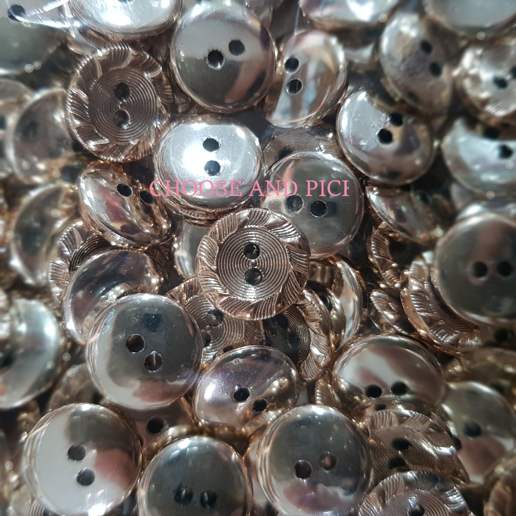 Kancing Baju Lobang 2 Emas / Kancing Emas Motif / Kancing Lubang 2 Emas Rosegold / Kancing Gold 18L