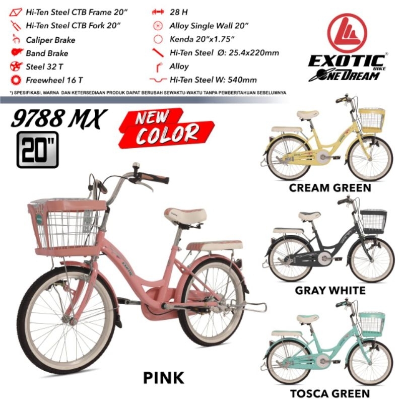 SEPEDA PEREMPUAN MINI 20 / 24 / 26 INCH EXOTIC ET 9788 MX 2024 BARU MURAH SURABAYA READY STOCK ASLI 