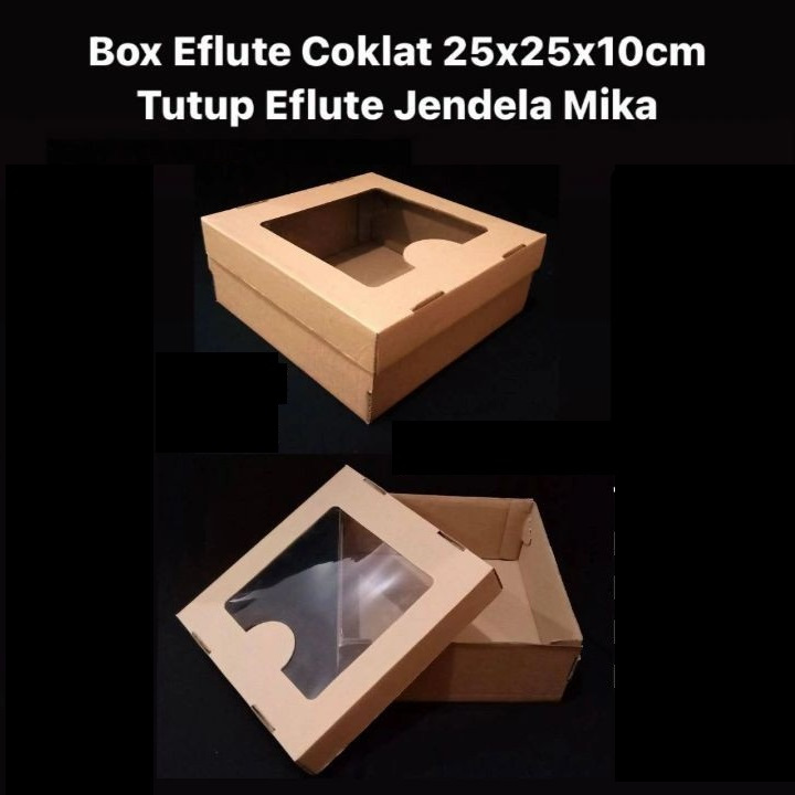 

( 5 pcs ) Cake Box Mika Hampers Kado Dus Kotak Eflute 25x25x10 cm Packaging Brownies