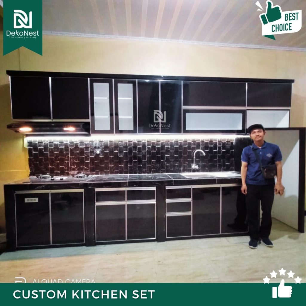 Dekonest Rak Piring Stainless Gantung Estetik Kitchen Set Minimalis HPL TACO Blockboard Dapur Modern