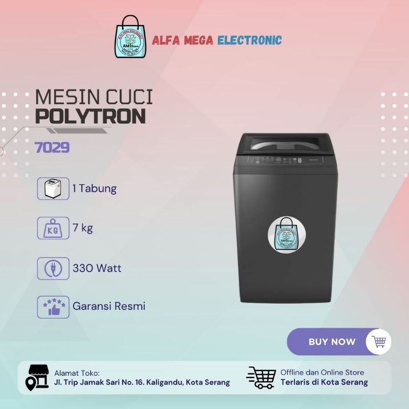 Mesin Cuci Top Loading Polytron 7029