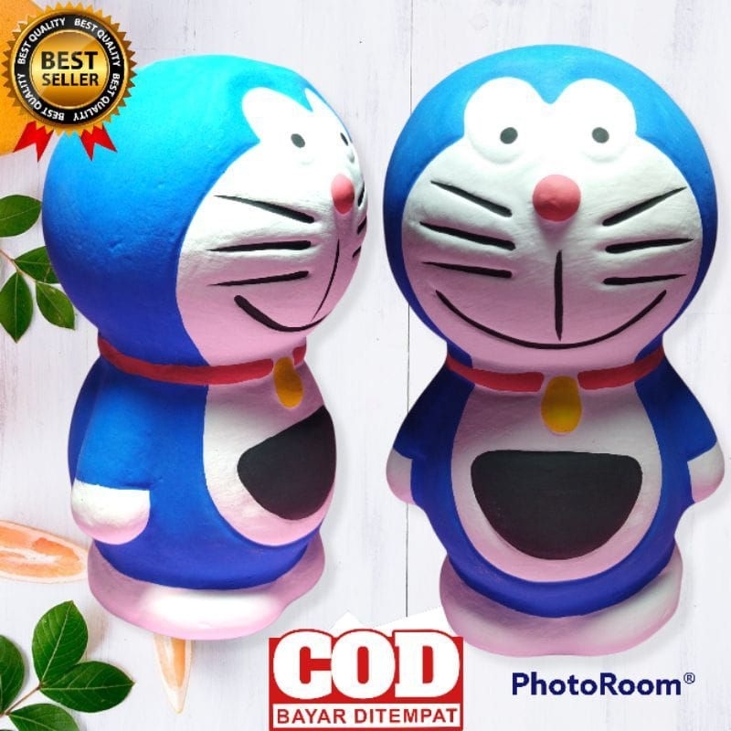 celengan tanah liat/celengan bentuk doraemon/celengan target