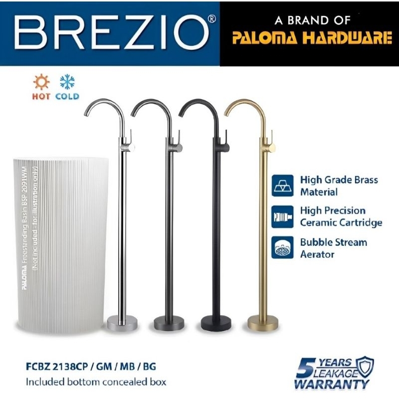 BREZIO Keran Wastafel Freestanding
Floor Standing Pedestal Cuci Tangan Kran Air Panas Dingin Berdiri