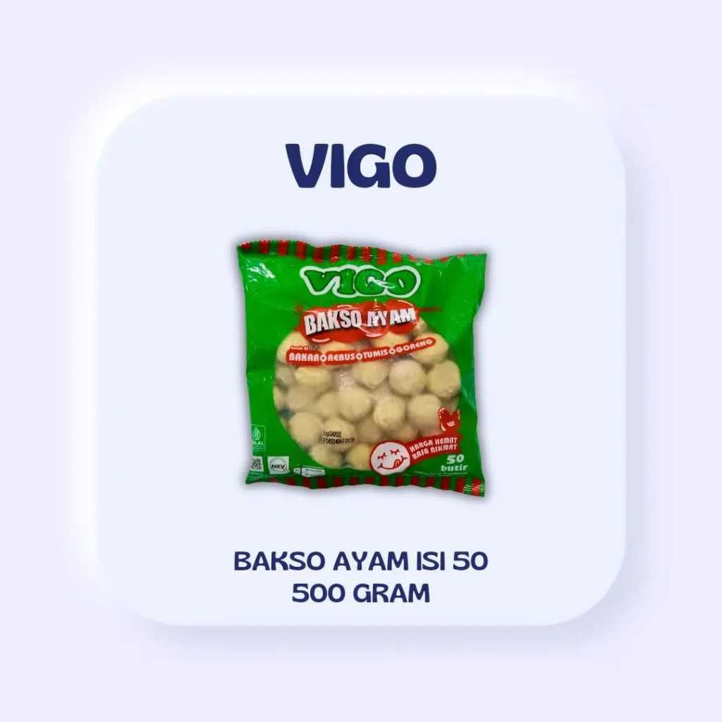 

ADDRIELLA Vigo Bakso Ayam isi 50pcs/500gr | Vigo/Frozenfood/Frozenfood Murah