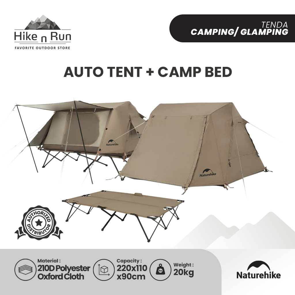 Tenda Glamping Campbed Naturehike CNH22ZP001 Camping A-Type Auto Tent Velbed