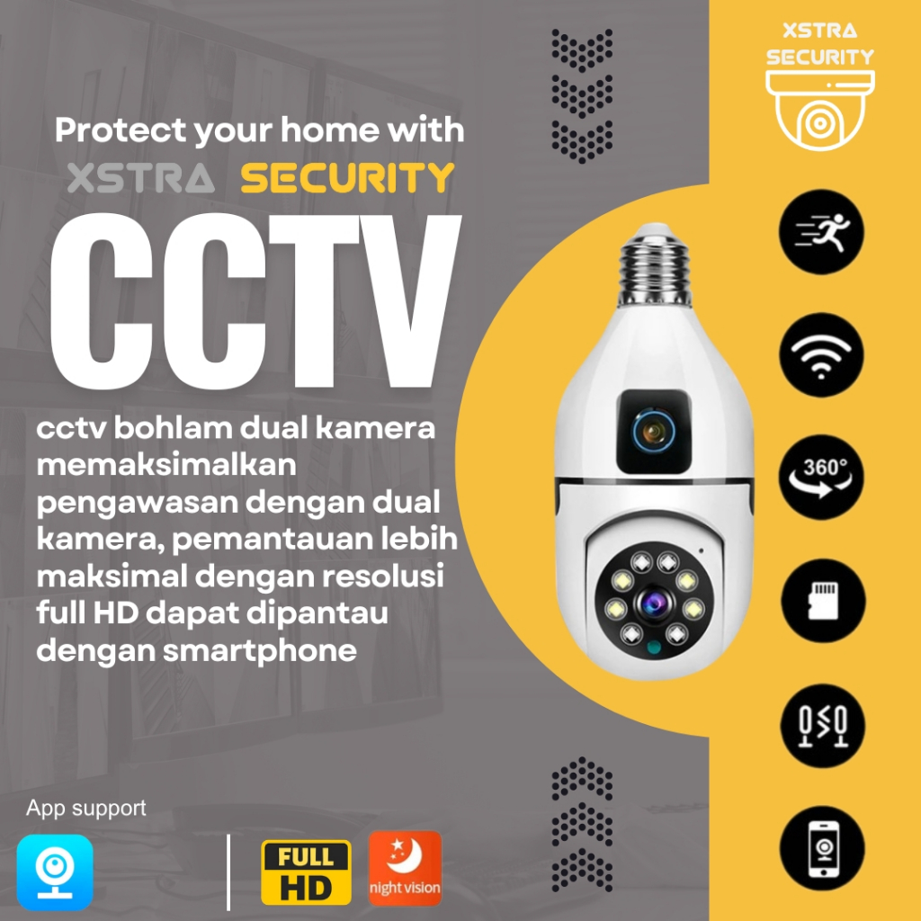 CCTV bohlam dual kamera v360