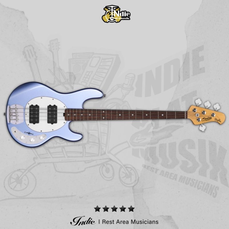 Gitar Bass Sterling SUB Series RAY4 HH 4 string Lake Blue Metallic