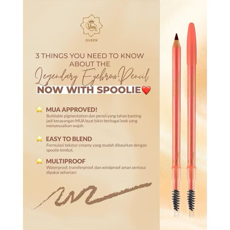 Viva Pensil Alis Eyebrow Celak with Spoolie Sikat Alis 3 Warna
